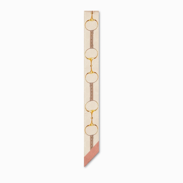 GUCCIグッチインターロッキングG ホースビット プリント シルク ネックボウ インターロッキングG ホースビット プリント シルク リボン