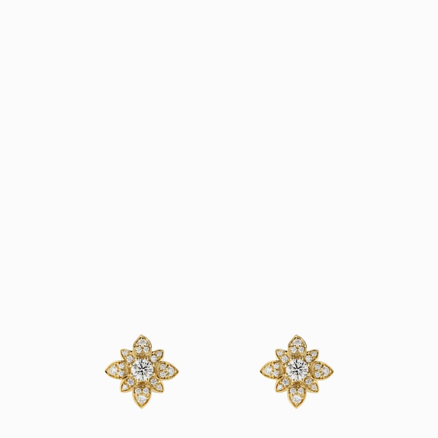 〔グッチ フローラ〕日本限定 18K ダイヤモンド スタッズピアス
