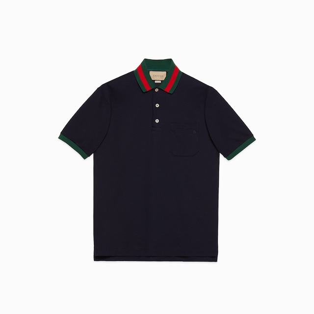 Cotton piquet polo with Web collar