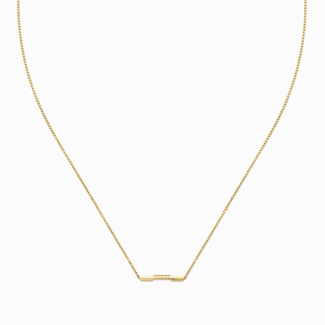 Gucci Link to Love〕“GUCCI”バー付き ネックレス18K ピンク