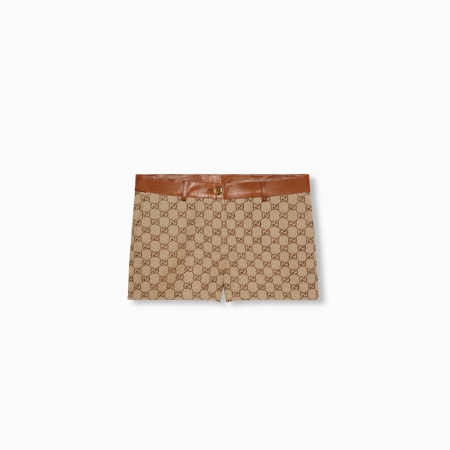 GG canvas shorts with leather trim