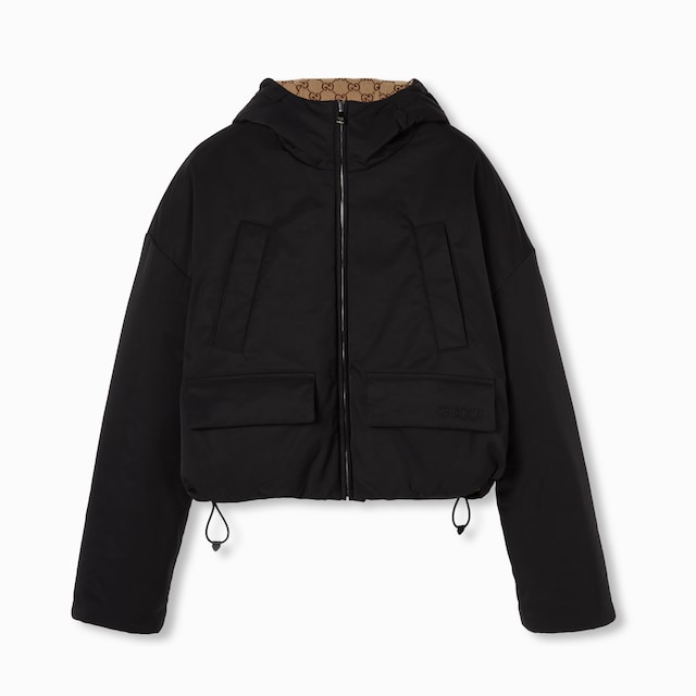 Reversible polyester bomber jacket