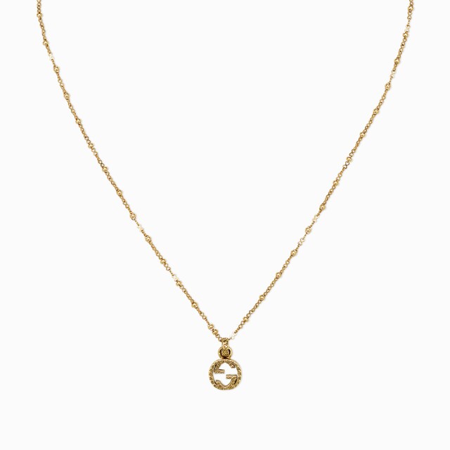 GUCCIインターロッキングG ダイヤモンド ネックレス 18K WHT GLD グッチ インターロッキング〕ダイヤモンド ネックレス18K
