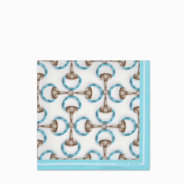 Horsebit print cotton pocket square