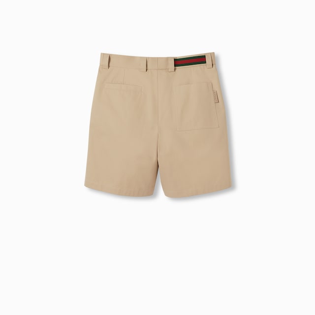 Short en twill de coton double avec bande Web