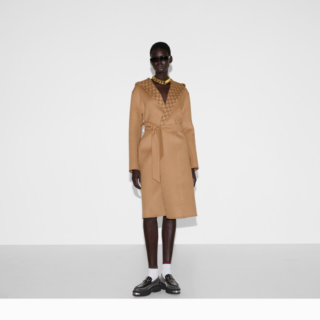 Reversible GG silk wool blend coat - image 5