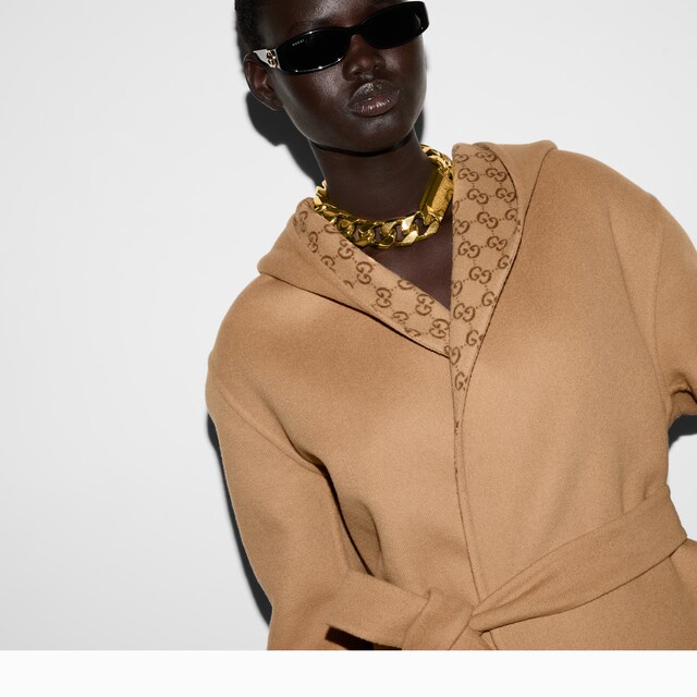 Reversible GG silk wool blend coat - image 3