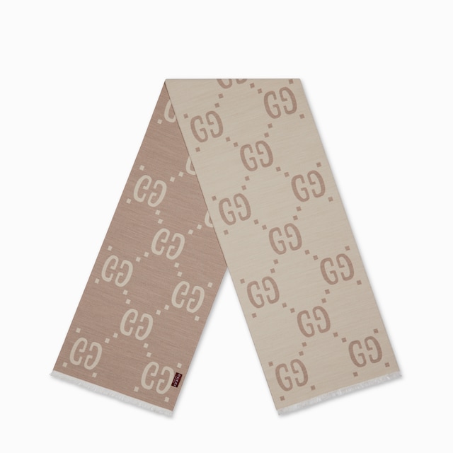 GG jacquard wool silk scarf