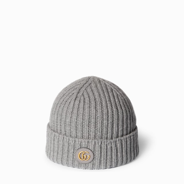 【Gucci】ダブル Gウールアンドカシミヤビーニー Wool cashmere hat with Double G in black | GUCCI® US