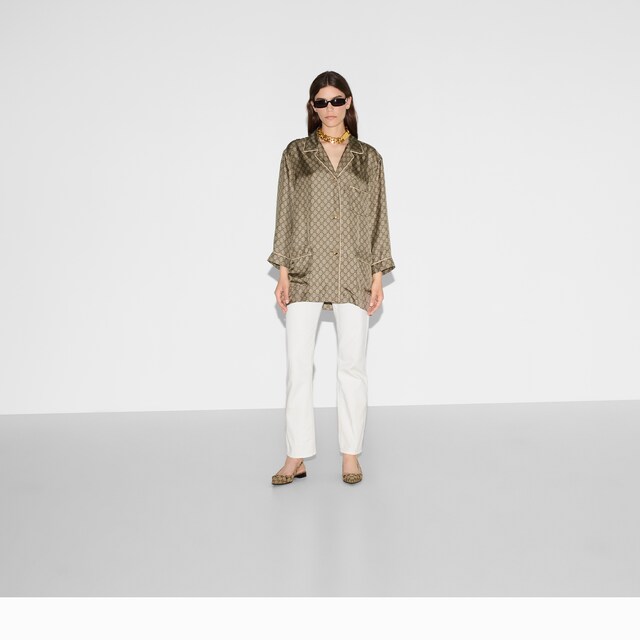 GG Supreme print silk shirt - image 5