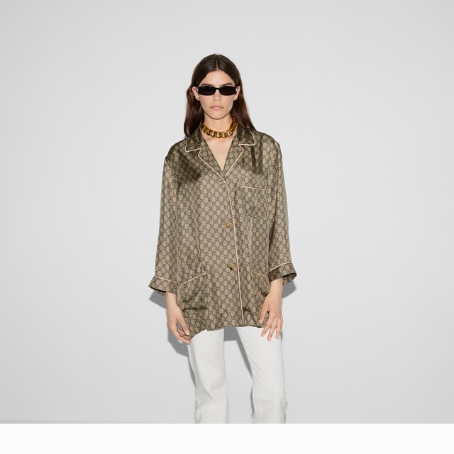 GG Supreme print silk shirt - image 4