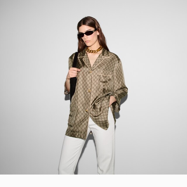 GG Supreme print silk shirt - image 2