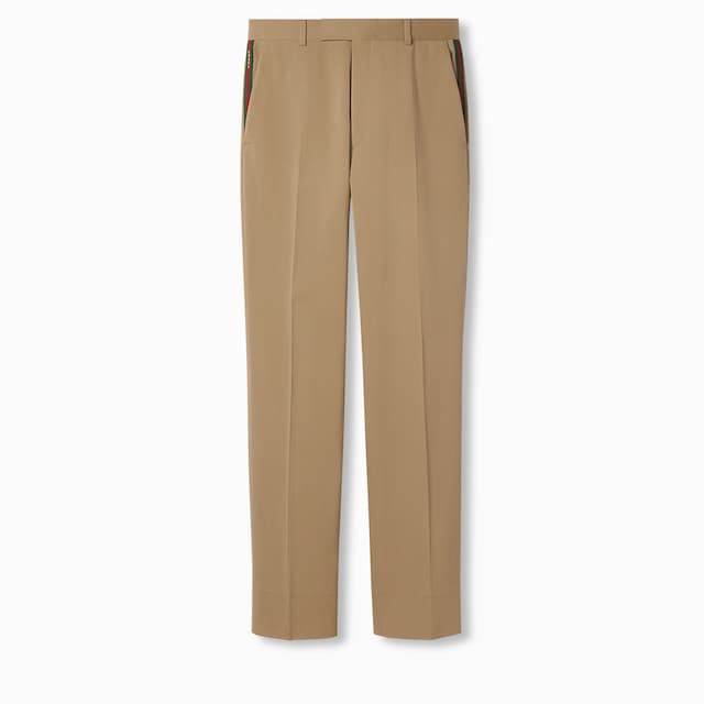 Pantalone in gabardina di cotone con dettaglio Web