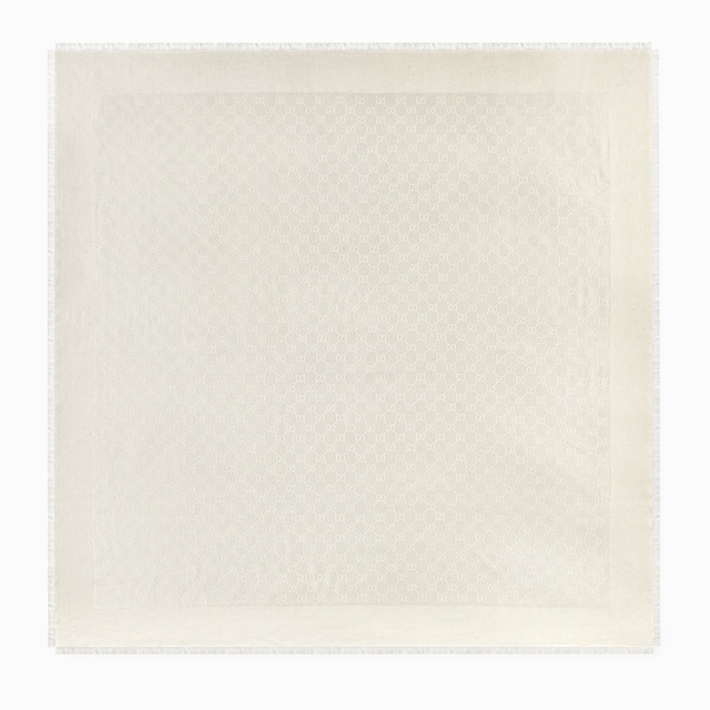 GG jacquard silk wool shawl in white | GUCCI® US