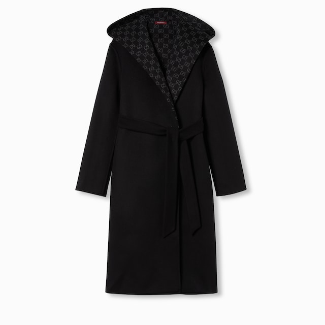Reversible GG silk wool blend coat