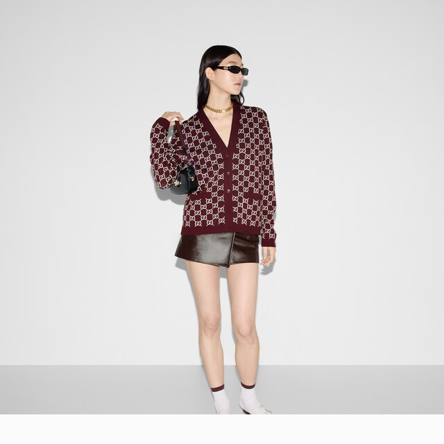 Reversible GG wool jacquard cardigan - image 4