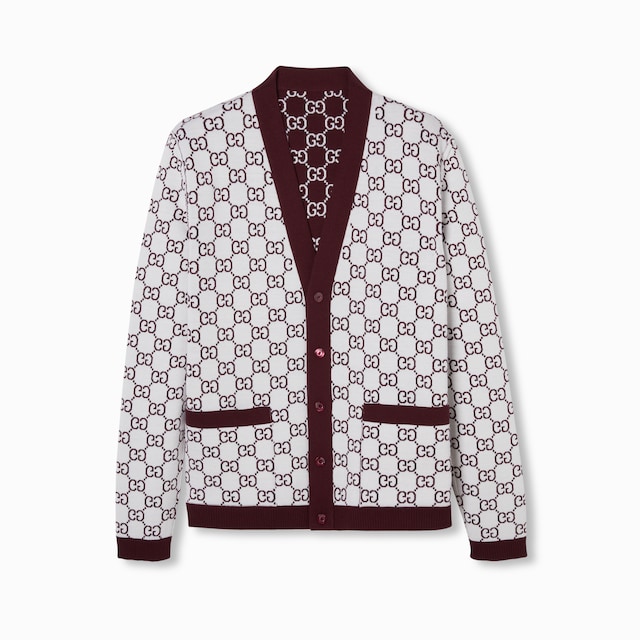 Reversible GG wool jacquard cardigan
