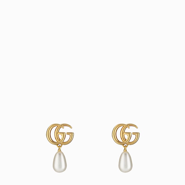 【GUCCI】〔グッチ ブロンディ〕レジン パール ピアス グッチ ブロンディ〕レジン パール ピアスローズゴールドトーン