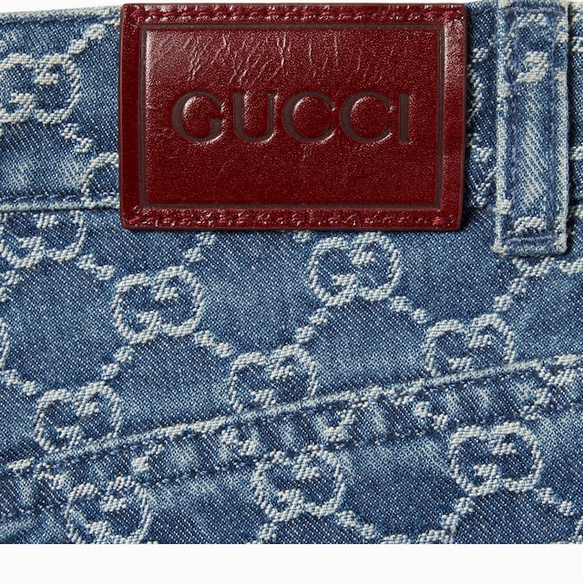 Pantalón infantil de jacquard de denim con GG