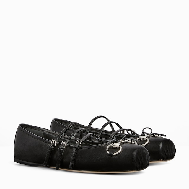 GUCCI グッチフラットシューズ バレエシューズ　ブラック　バンブー36.5 GUCCI グッチ ホースビット フラット バレー シューズ (GUCCI