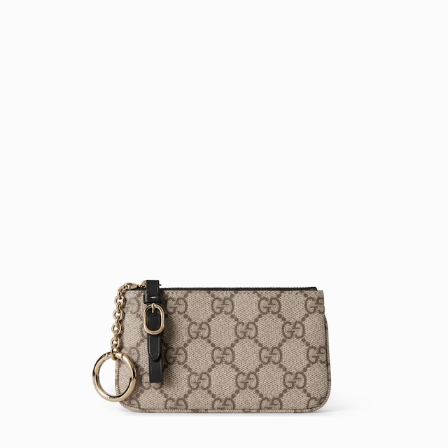 Gucci キーポーチGGロゴ 小型 GG Emblem key pouch in beige and dark brown fabric | GUCCI® US