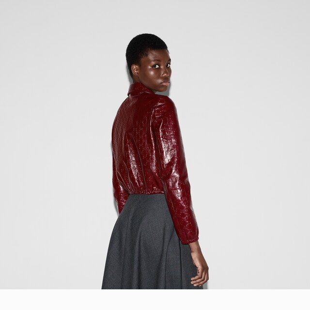 GG embossed leather bomber jacket - image 4
