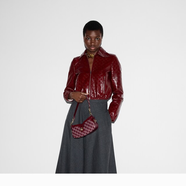 GG embossed leather bomber jacket - image 2