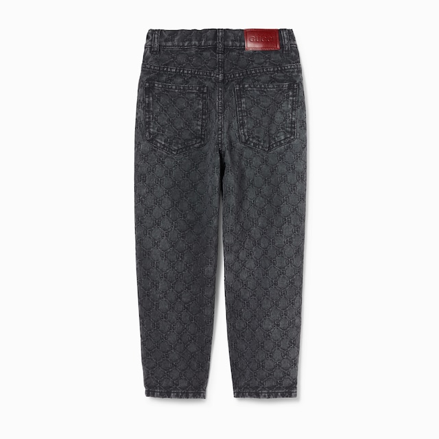 Pantalón infantil de jacquard de denim y GG