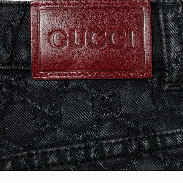 Pantalón infantil de jacquard de denim y GG