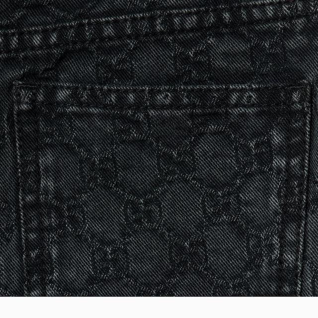 Pantalón infantil de jacquard de denim y GG
