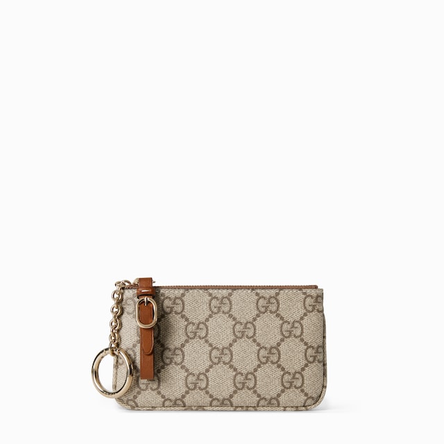 Ophidia zip key pouch in beige and brown GG Supreme | GUCCI® US