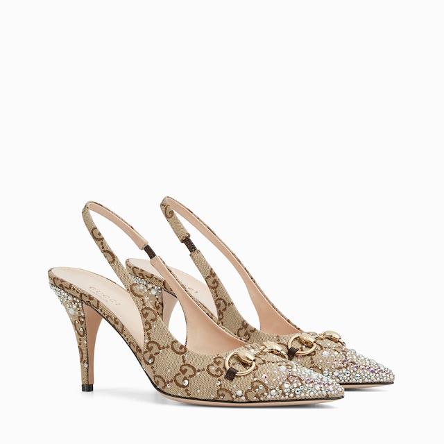 Women's slingback pump with crystal Horsebit