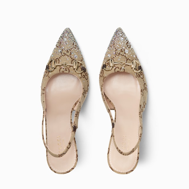 Women's slingback pump with crystal Horsebit