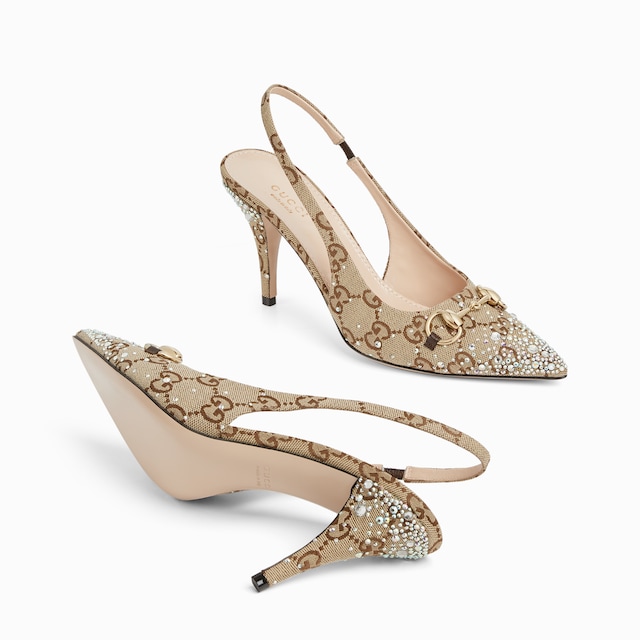 Women's slingback pump with crystal Horsebit
