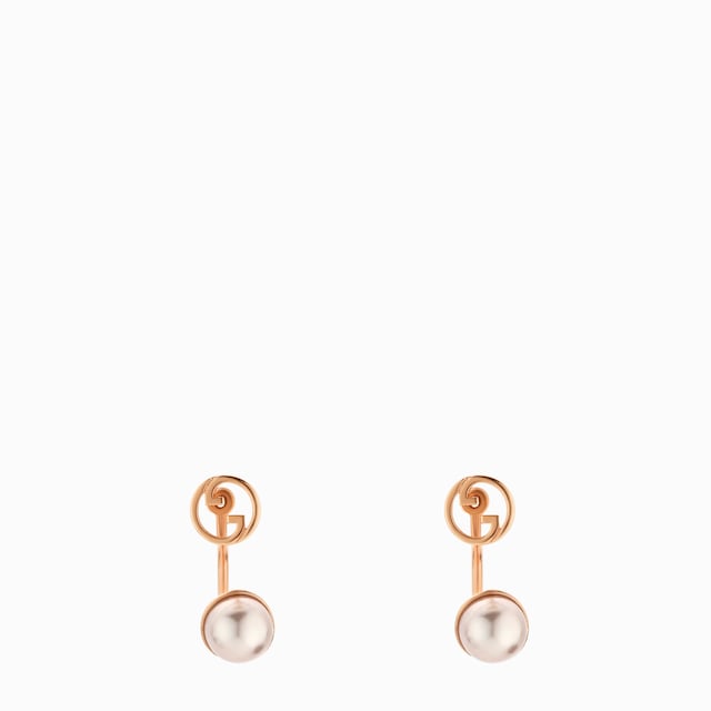 Gucci Blondie resin pearl earrings in yellow gold-toned