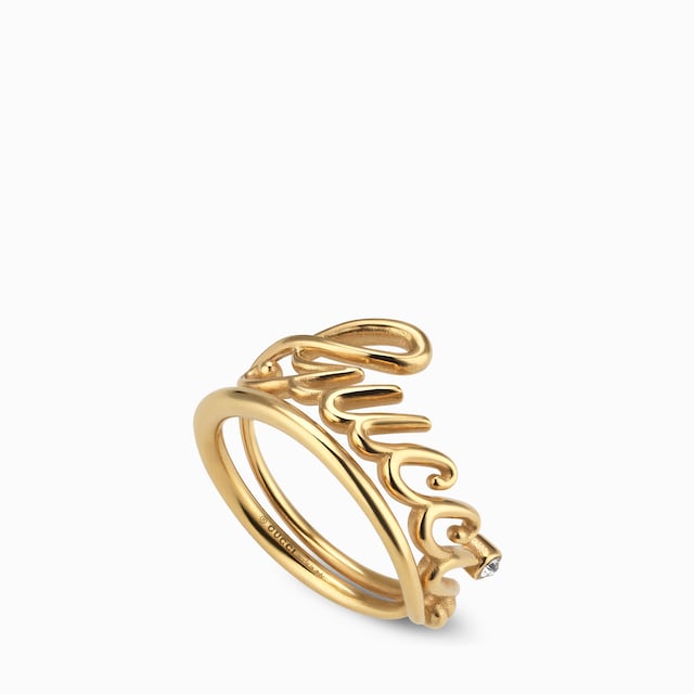 Wide ring with Gucci script