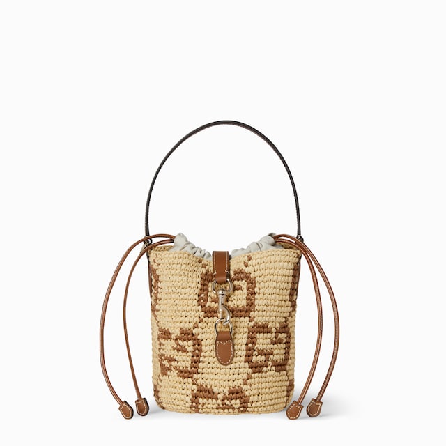 Woven mini bucket bag