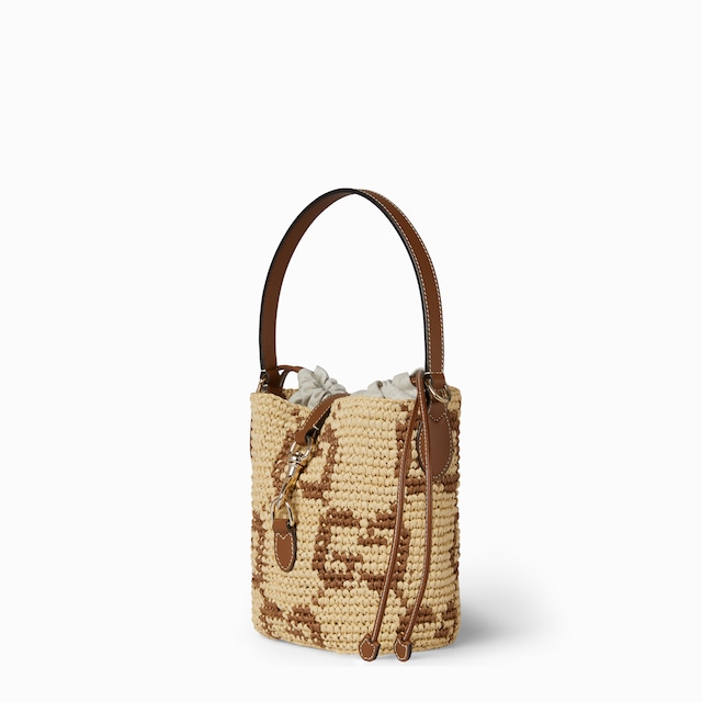 Woven mini bucket bag