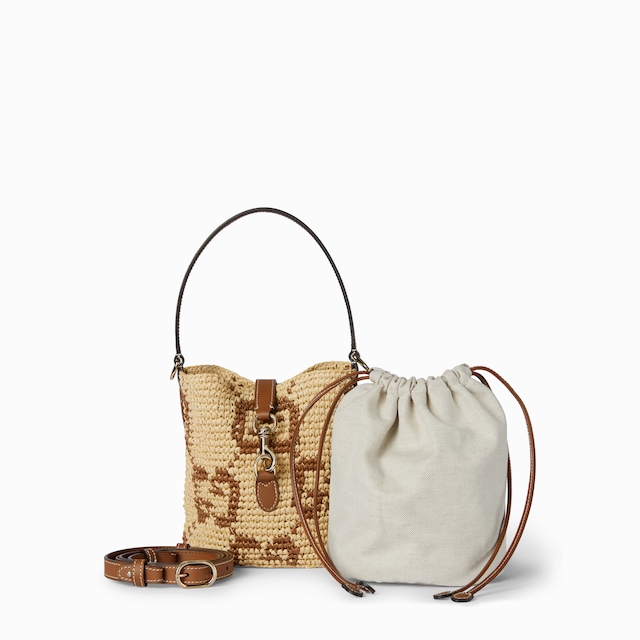 Woven mini bucket bag