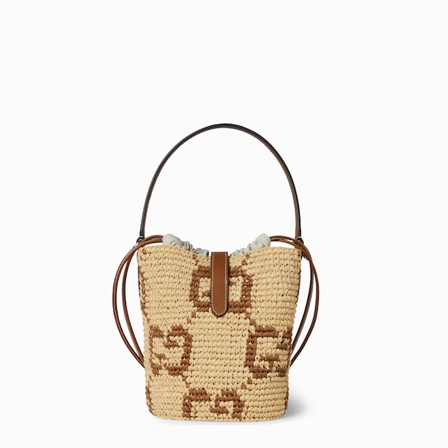 Woven mini bucket bag