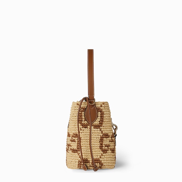 Woven mini bucket bag