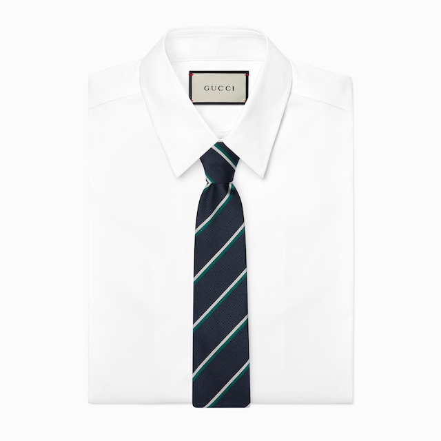 Embroidered silk jacquard tie