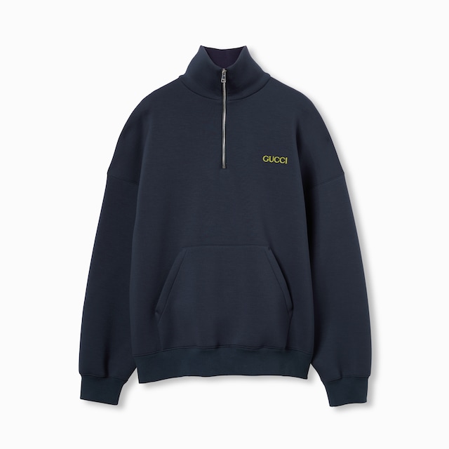 Jersey half-zip jacket with patch