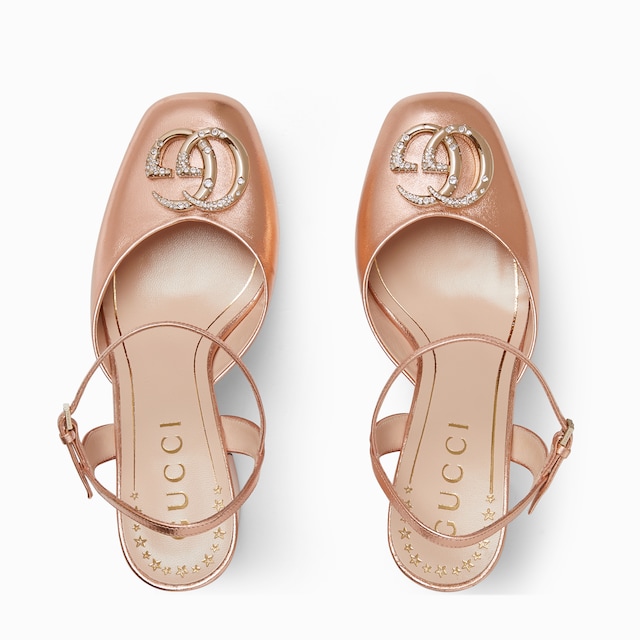 Women's platform pump with crystal Double G