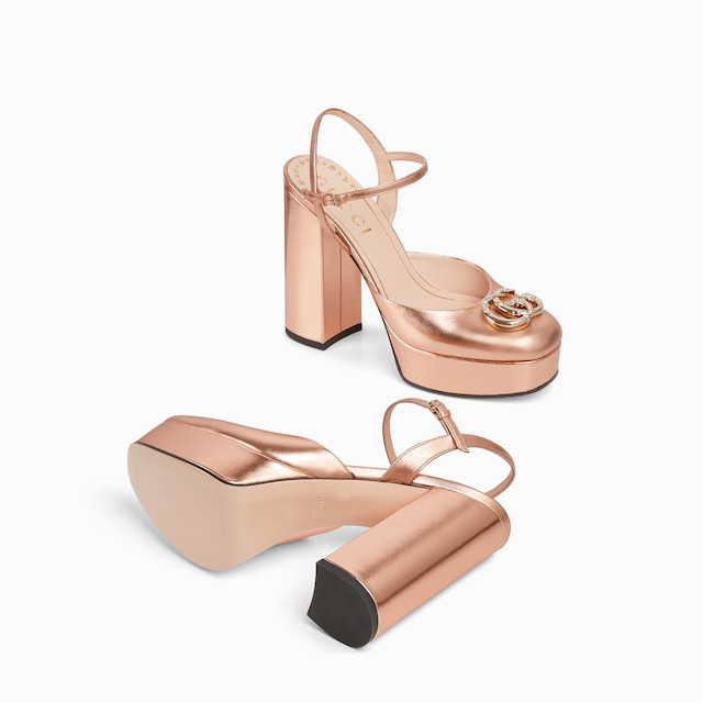 Women's platform pump with crystal Double G