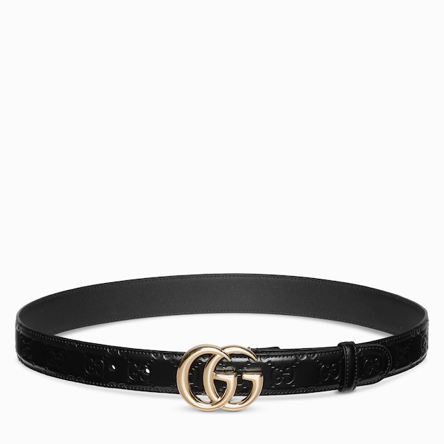GG Marmont thin belt in black leather | GUCCI® US
