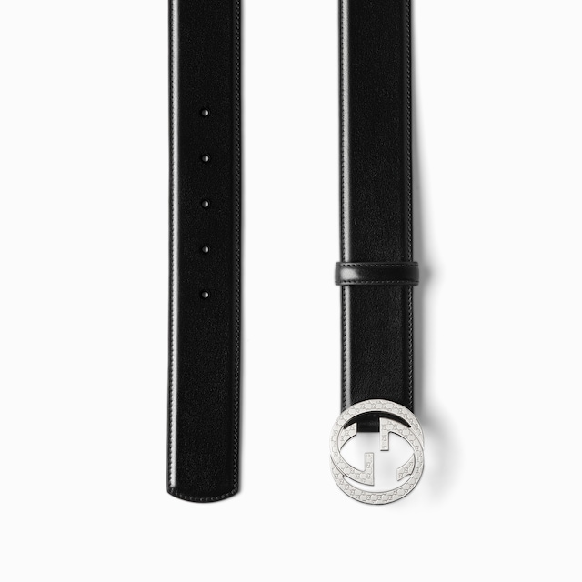 Ceinture avec boucle GG enlacés gravée
