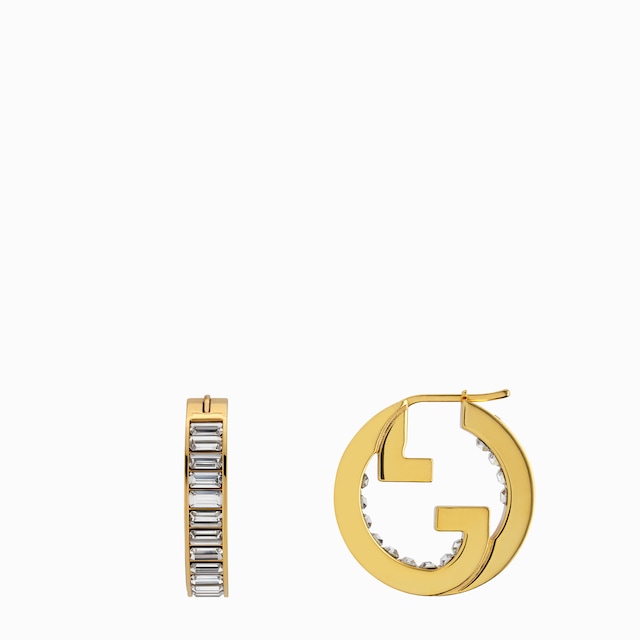 GUCCI” ロゴ フープピアスピンクゴールドトーン | GUCCI公式