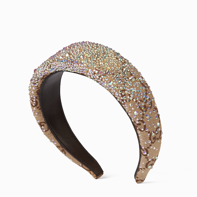 〇良品〇 GUCCI デニム ヘアバンド ネイビー GG denim hairband in blue and white | GUCCI® US