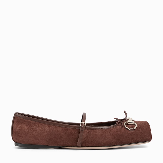 GUCCIフラットシューズ Women's Gucci Horsebit ballet flat in light brown mini GG